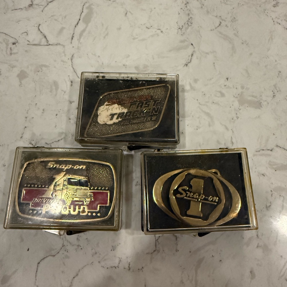 Vintage 1970,89 & 92 Snap-On Tools Solid Brass Belt Buckles Limited Edition 3